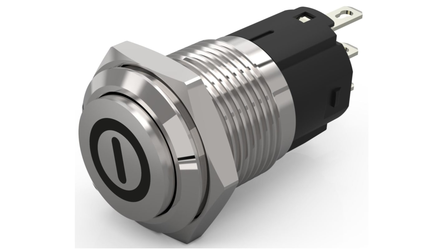 EAO 82 Series Push Button Switch, Momentary, Panel Mount, 16mm Cutout, SPDT, 240V, IP65, IP67