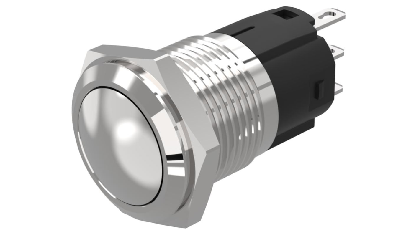 EAO 82 Series Push Button Switch, Momentary, Panel Mount, 16mm Cutout, SPDT, 240V, IP65, IP67