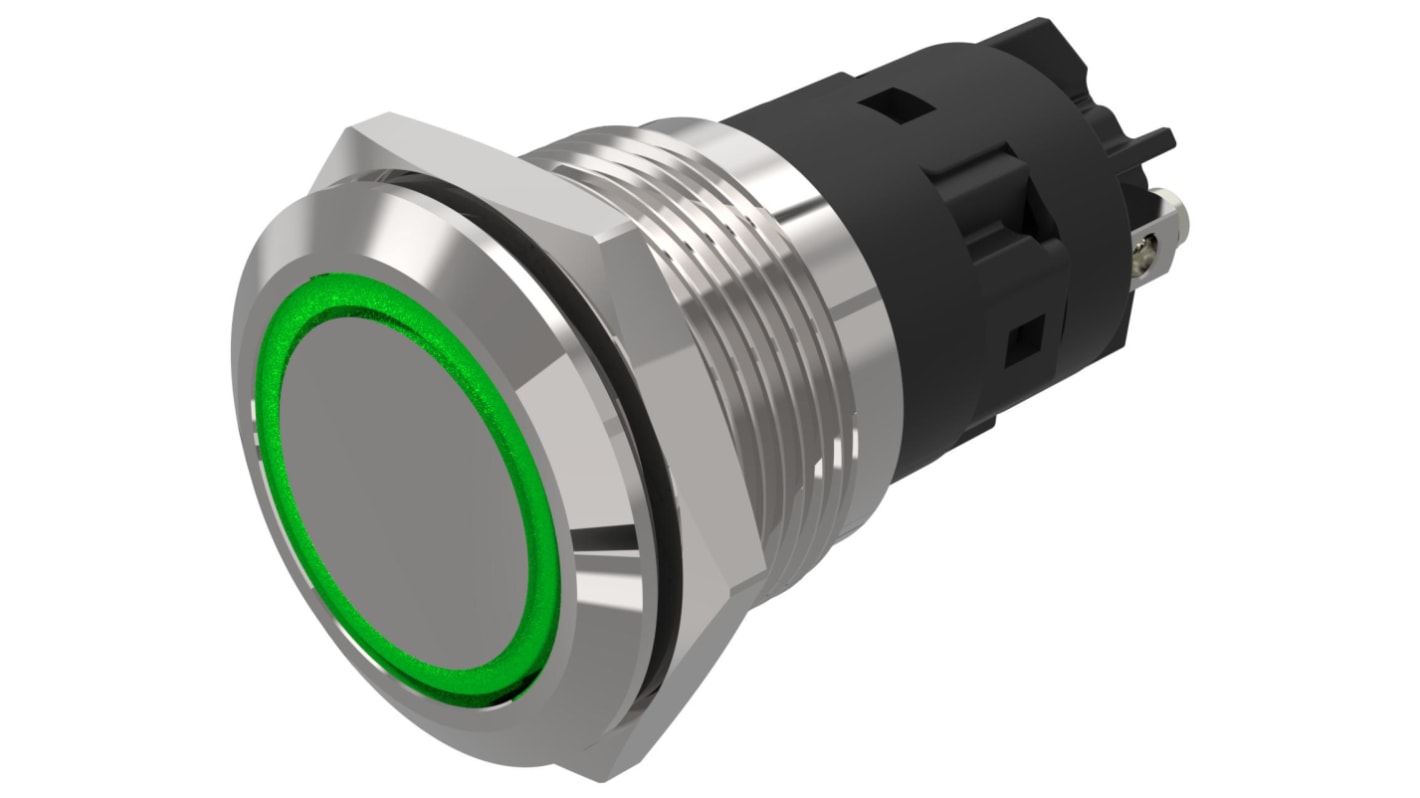 Indicatore EAO Verde  a LED, 24V ca/cc, IP65, IP67, foro da 19mm