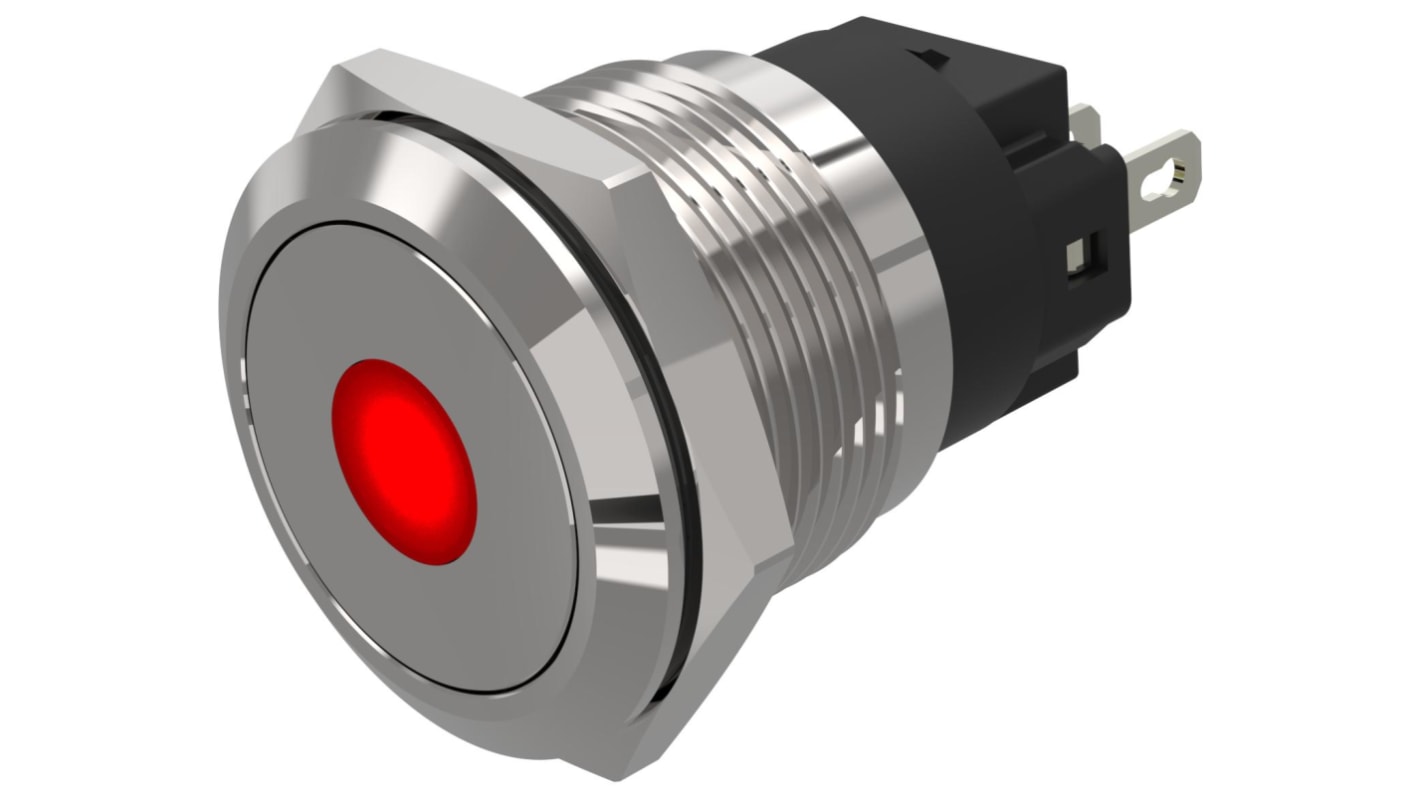 EAO 82 Series Green, Red Indicator, 24V dc, 19mm Mounting Hole Size, Solder Tab Termination, IP65, IP67