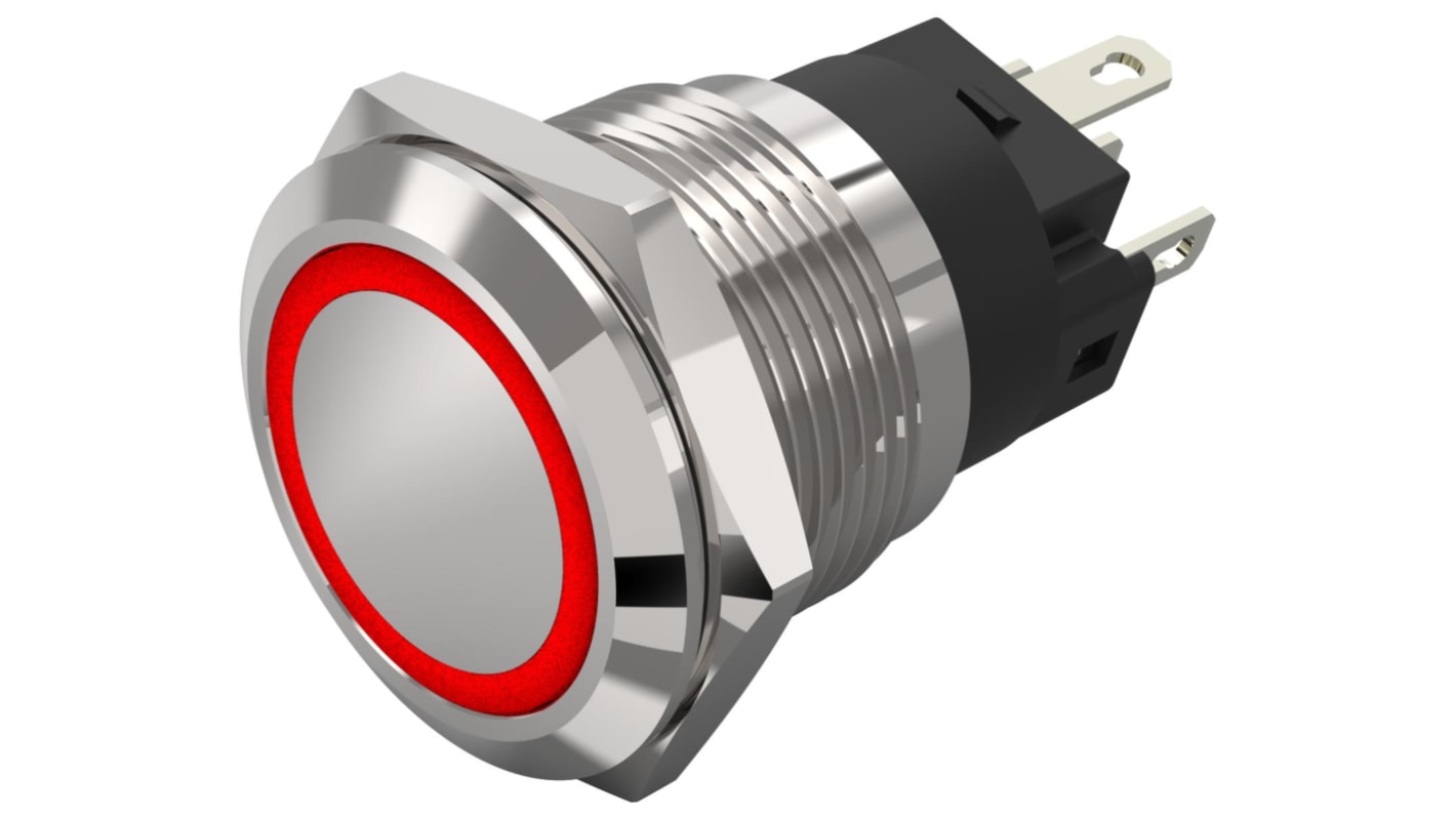 EAO 82 Series Illuminated Illuminated Push Button Switch, Latching, Panel Mount, 19mm Cutout, SPDT, Red/Green LED,