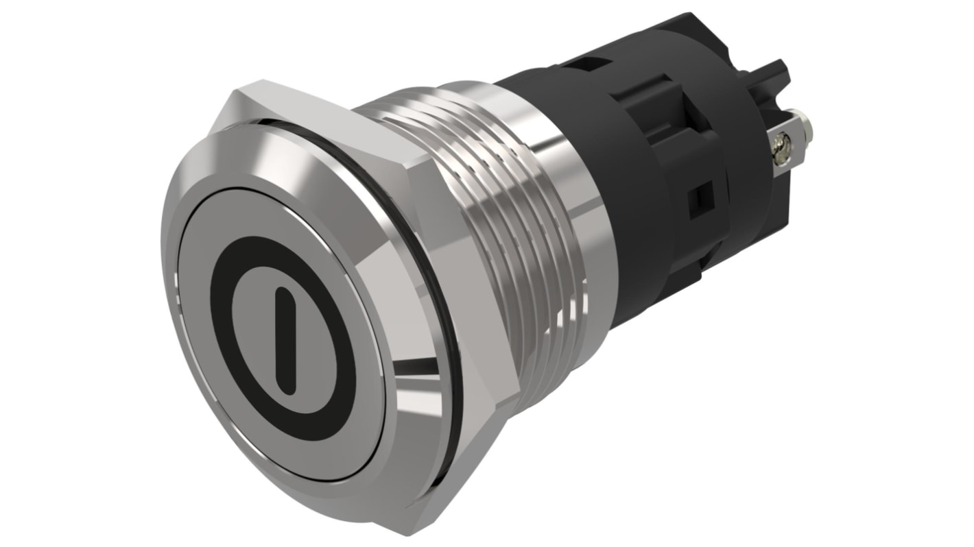 EAO 82 Series Push Button Switch, Momentary, Panel Mount, 19mm Cutout, SPDT, 240V, IP65, IP67