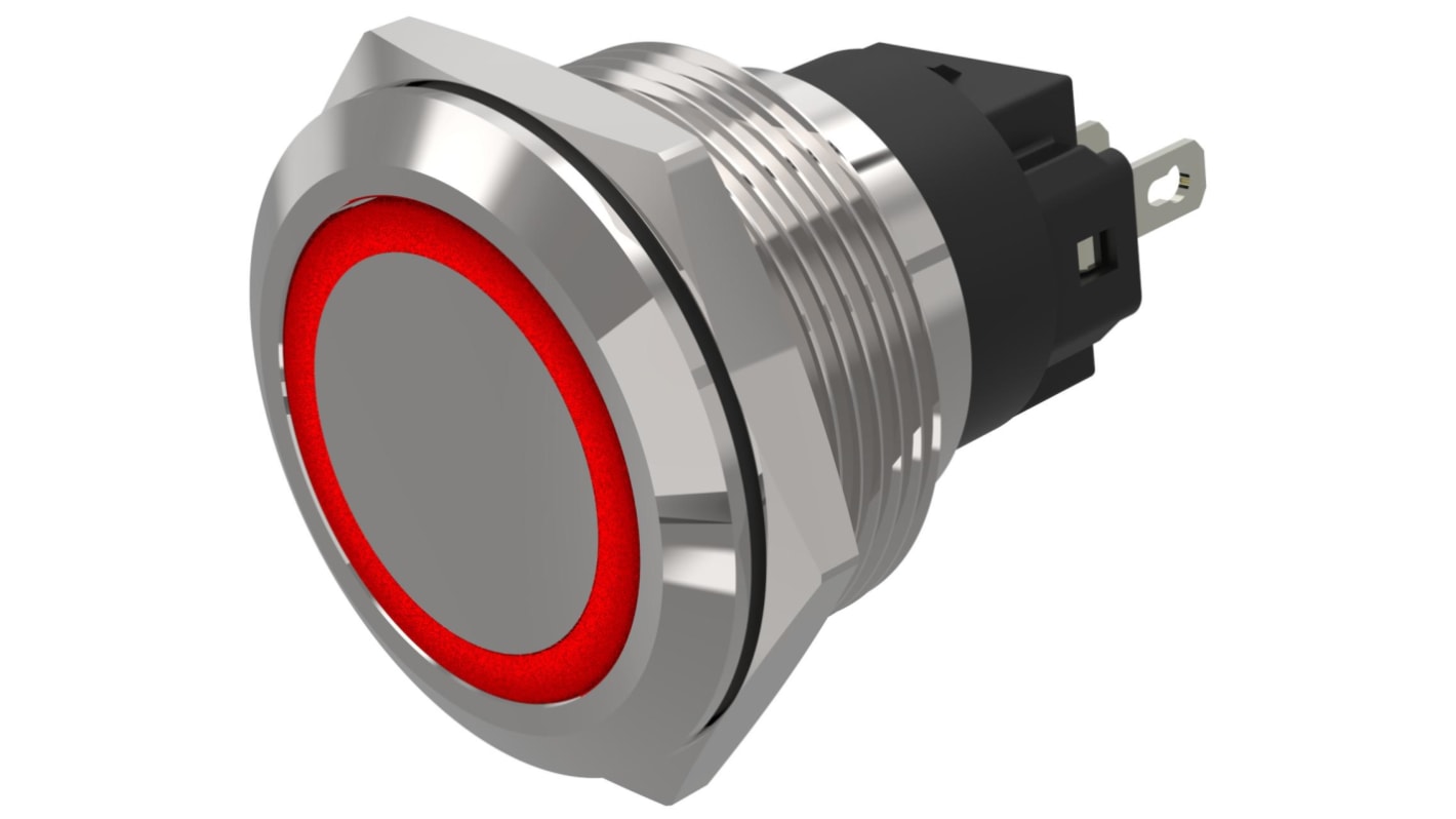 Indicador LED EAO 82, Rojo, Ø montaje 22mm, 12V ac/dc, IP65, IP67