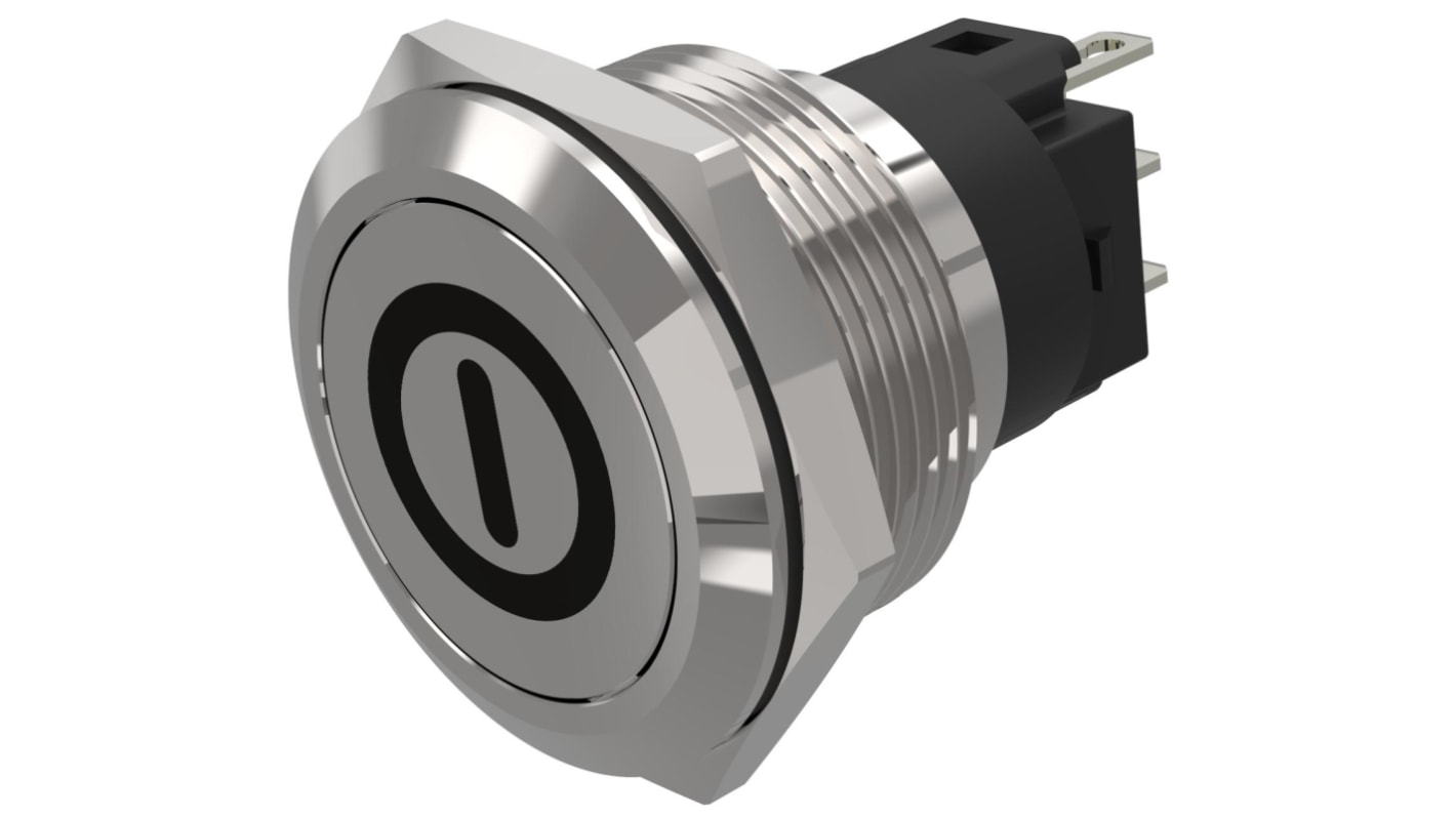 EAO 82 Series Push Button Switch, Momentary, Panel Mount, 22.3mm Cutout, SPDT, 240V, IP65, IP67