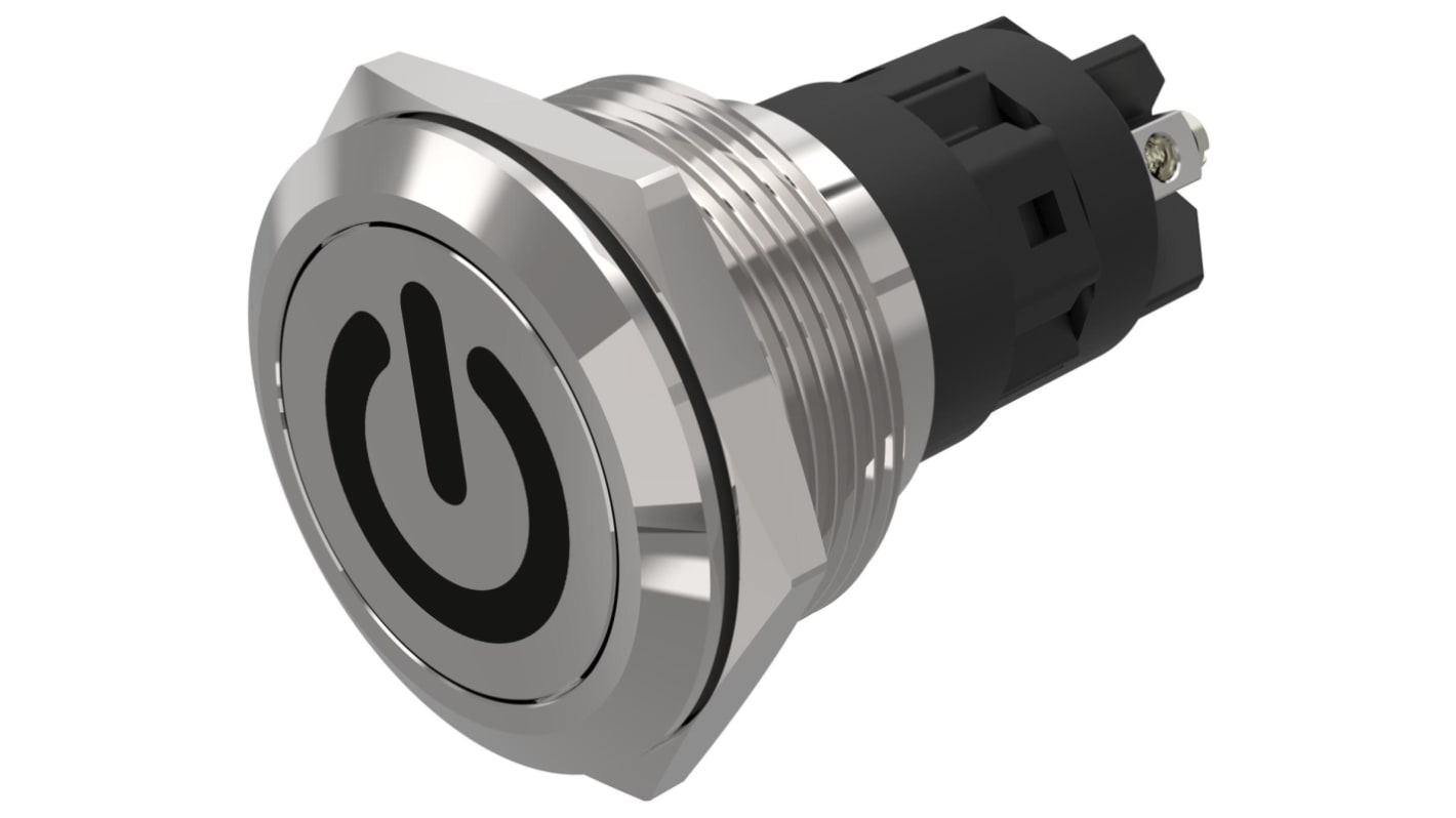 EAO 82 Series Push Button Switch, Momentary, Panel Mount, 22.3mm Cutout, SPDT, 240V, IP65, IP67