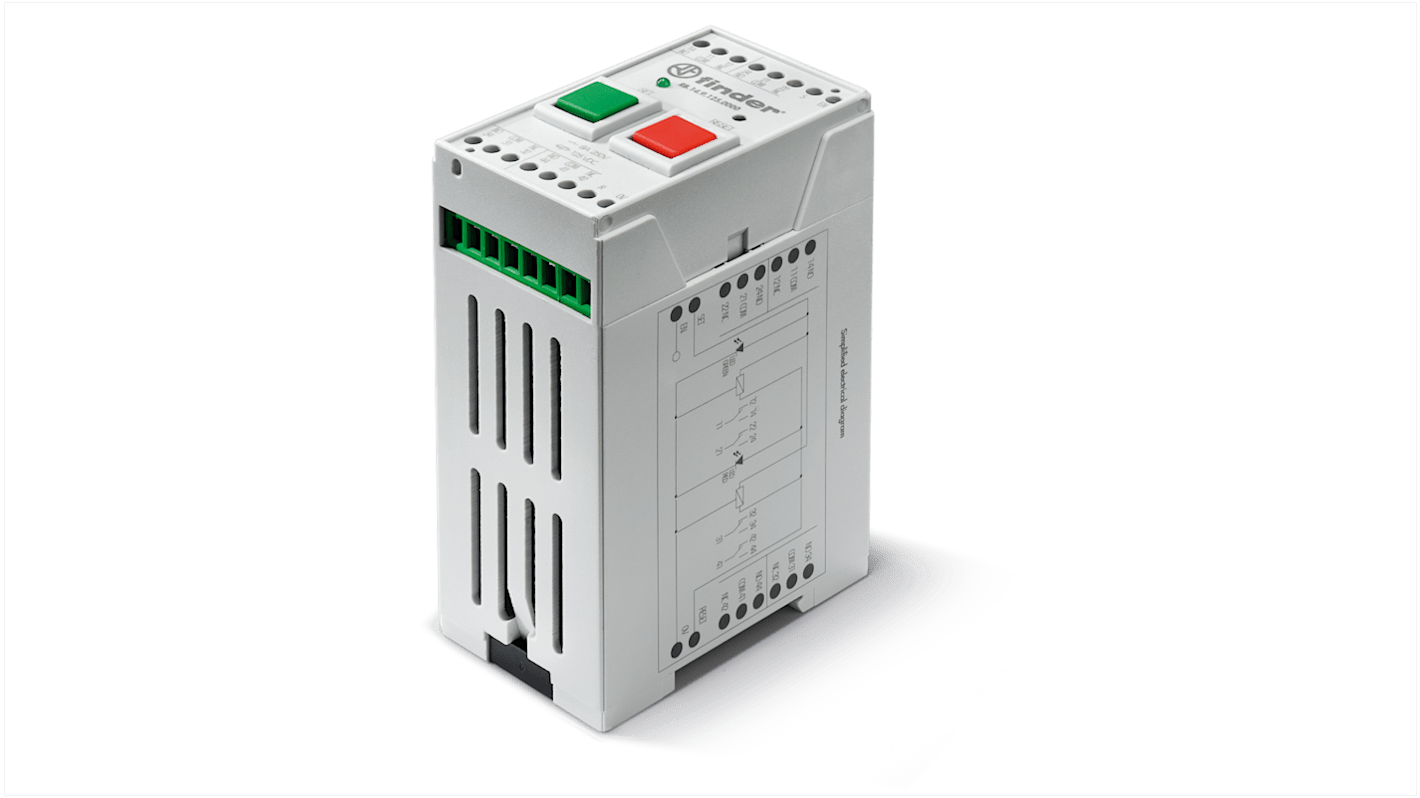 Relé sin enclavamiento Finder de 4 polos, bobina 250V dc, 8A, Carril DIN