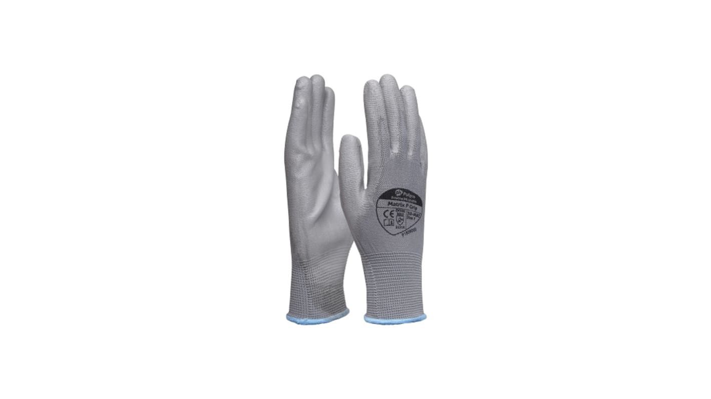 Guantes de trabajo de Poliuretano Gris Polyco Healthline, talla 6, con recubrimiento de Poliuretano, Montaje, sector de