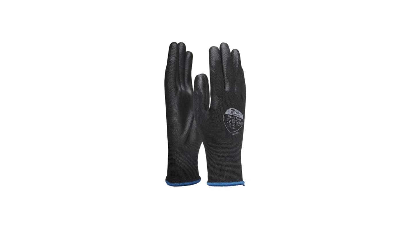 Guantes de trabajo de Poliuretano Negro Polyco Healthline, talla 11, con recubrimiento de Poliuretano, Montaje, sector