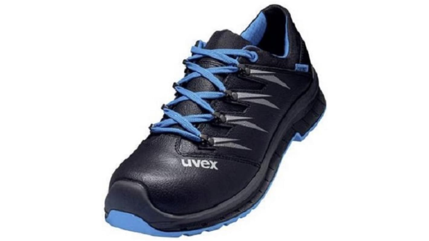 Uvex 69342 Unisex Black, Blue Stainless Steel  Toe Capped Safety Shoes, UK 8, EU 42