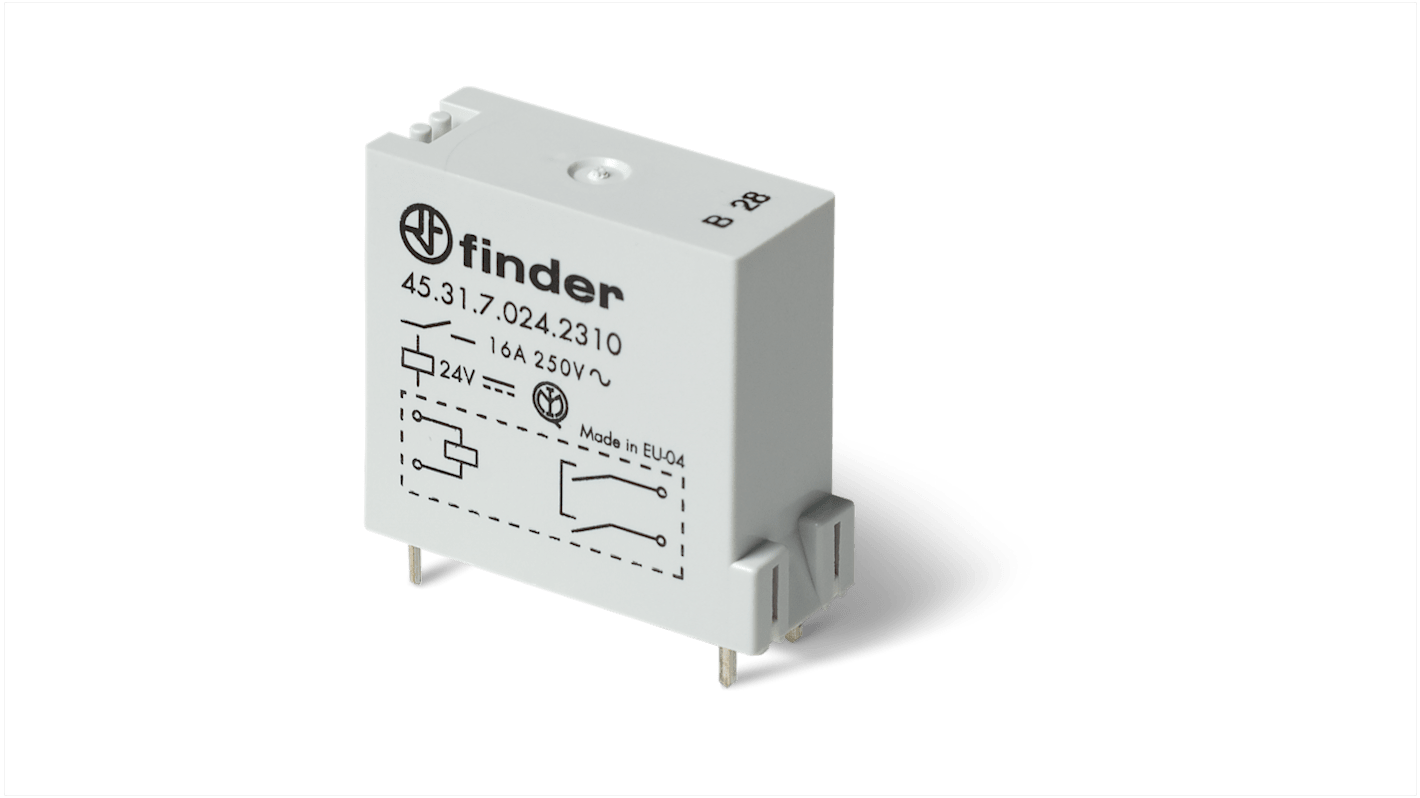 Finder PCB Mount Relay, 12V dc Coil, 16A Switching Current, SPST