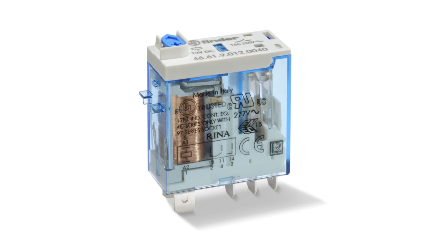 466181204000T Finder Plug In Power Relay Module, 120V ac Coil, 16A