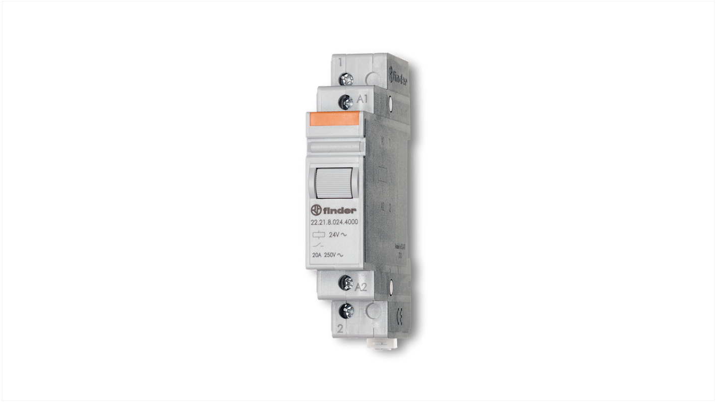 Finder DIN Rail Monostable Relay, 24V ac Coil, 20A Switching Current, SPST