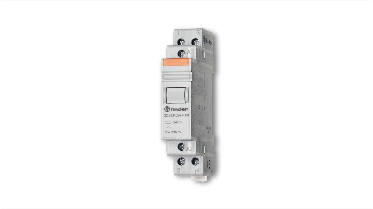 Relé monoestable sin enclavamiento Finder de 3 polos, SPST, SPST, bobina 48V ac, 20A, Carril DIN