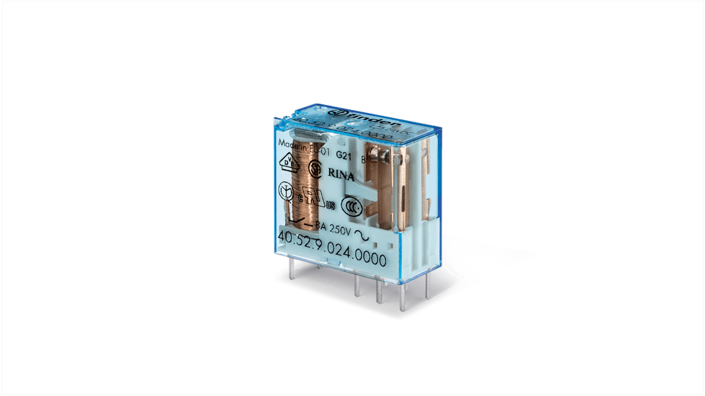 Finder PCB Mount, Plug In Relay, 12V dc Coil, 8A Switching Current