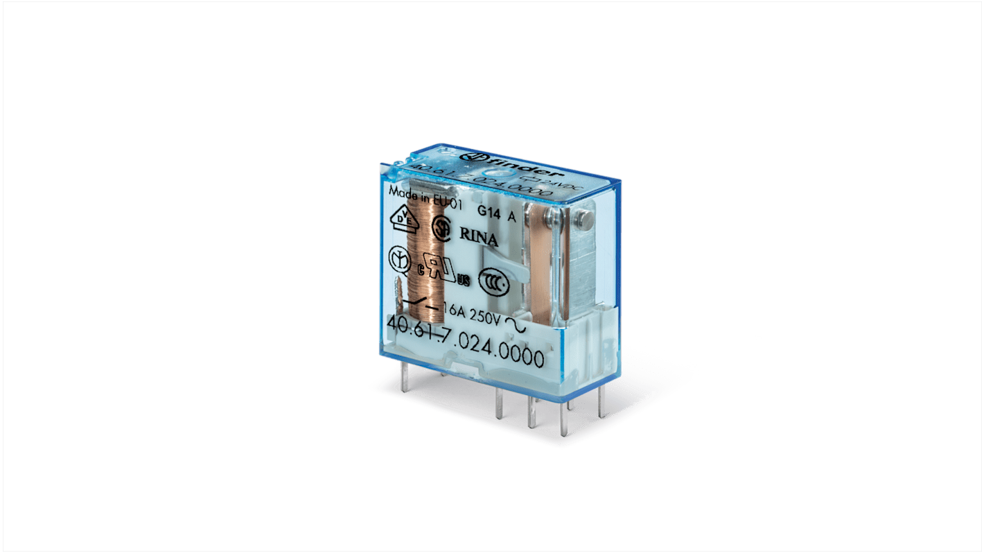 Finder PCB Mount Power Relay Module, 24V ac/dc Coil, 16A Switching Current, SPDT