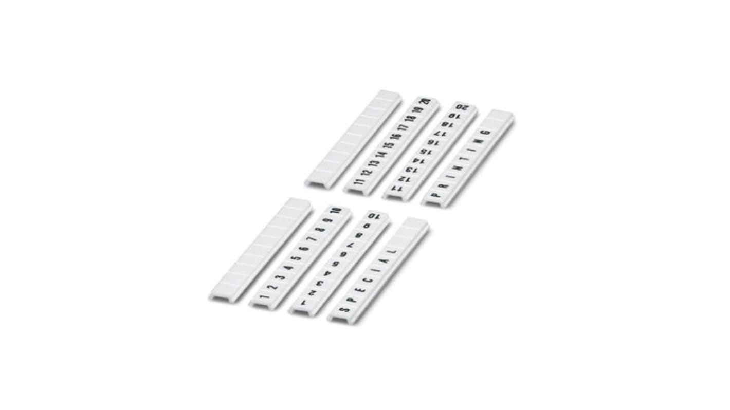 Phoenix Contact, 5, LGS:FORTL.ZAHLEN 1-10, ZBF 3 Zack Marker Strip for use with Terminal Block Width 3.5 mm