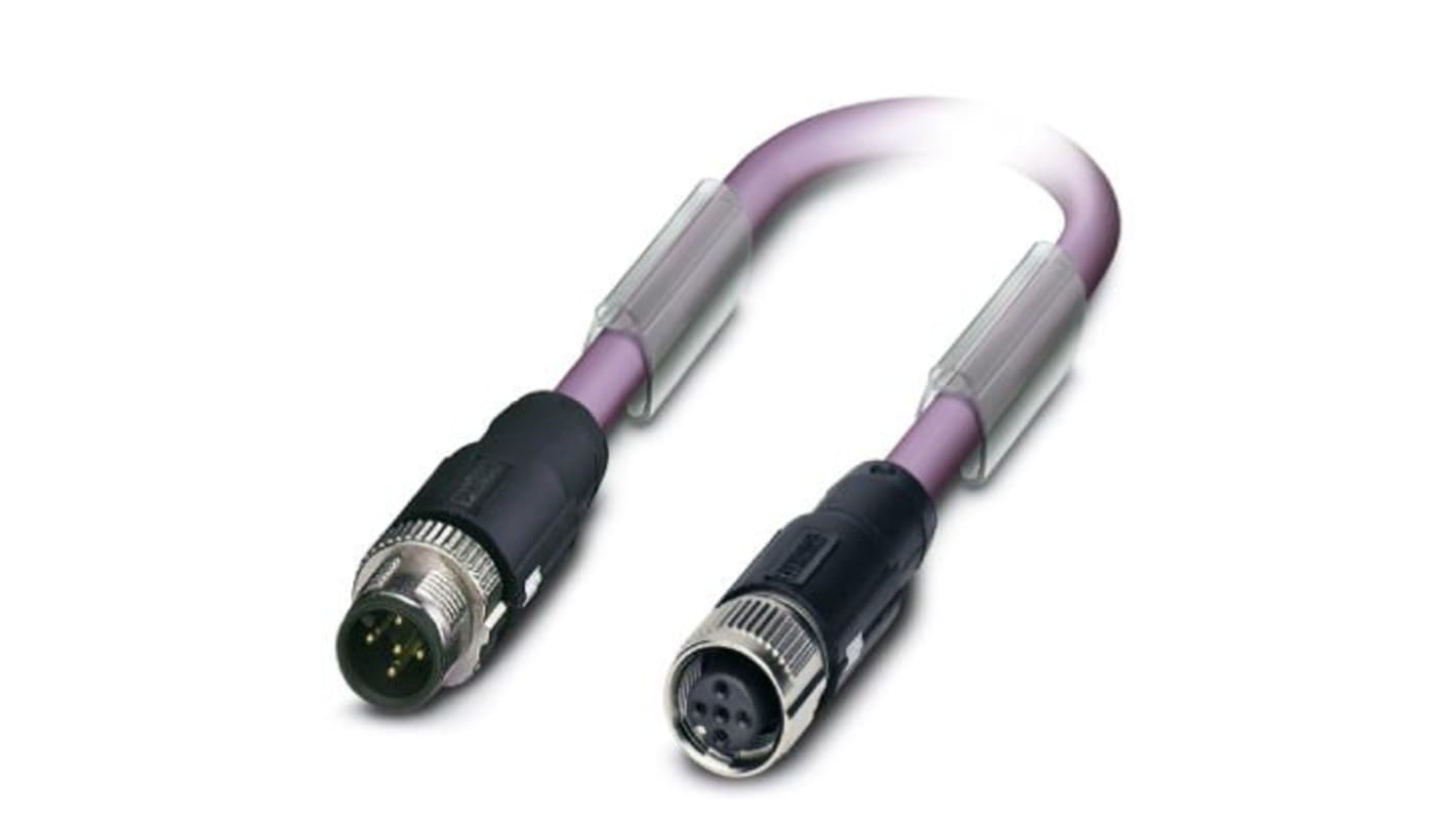 Phoenix Contact Straight Female 5 way M12 to M12 Bus Cable, 5m