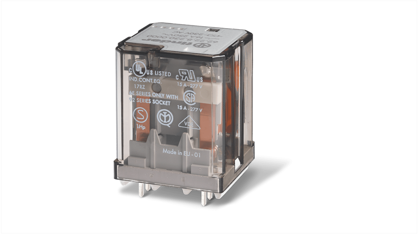 Modulo relè di potenza Finder, bobina 12V cc, Montaggio su circuito stampato