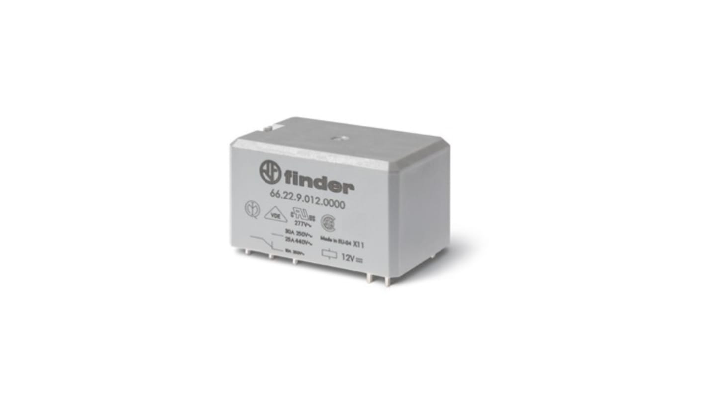 Finder DIN Rail Power Relay Module, 24V dc Coil, 30A Switching Current, DPST-2NO