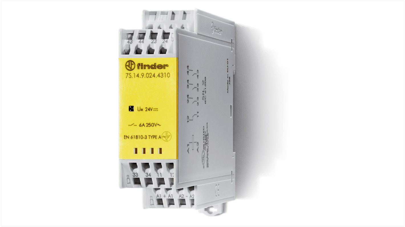Finder DIN Rail Relay, 12V dc Coil, 6A Switching Current, 3PDT