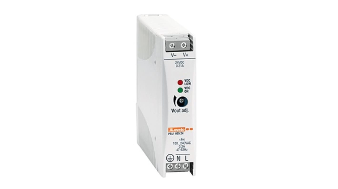 Lovato PSE1 Switched Mode DIN Rail Power Supply, 100 → 240V ac ac Input, 24V dc dc Output, 420mA Output, 10W