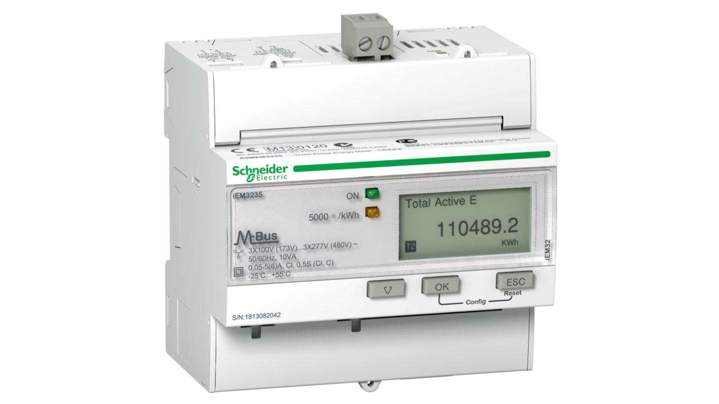 Medidor de energía Schneider Electric serie IEM3235, display LCD, 1, 3 fases