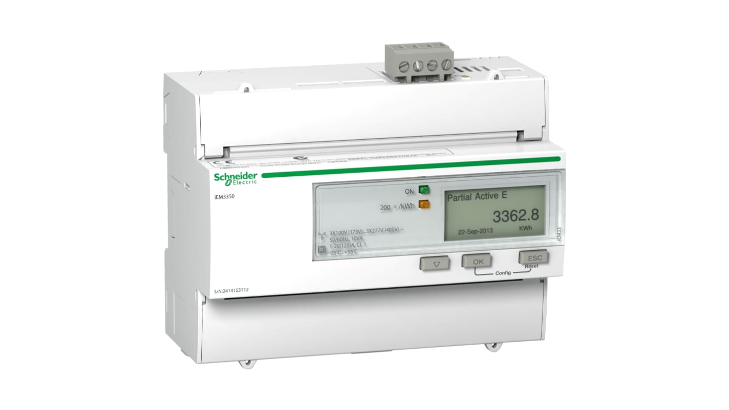 Medidor de energía Schneider Electric serie IEM3350, display LCD, 1, 3 fases