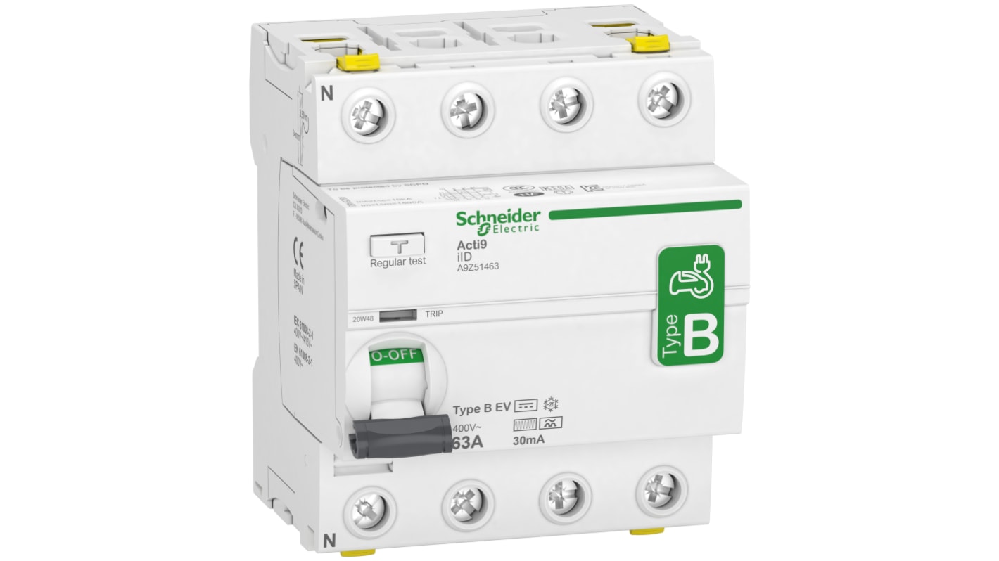 Schneider Electric iID RCCB, 4-polig, 63A, 30mA Typ B-EV Acti9 400V ac