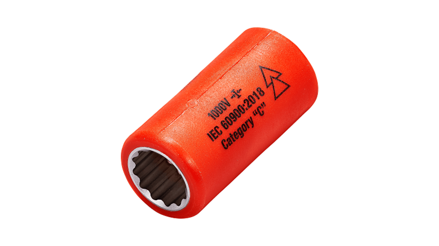 ITL Insulated Tools Ltd 3/8 in Drive 8mm Insulated Standard Socket, 12 point, VDE/1000V, 44 mm Overall Length