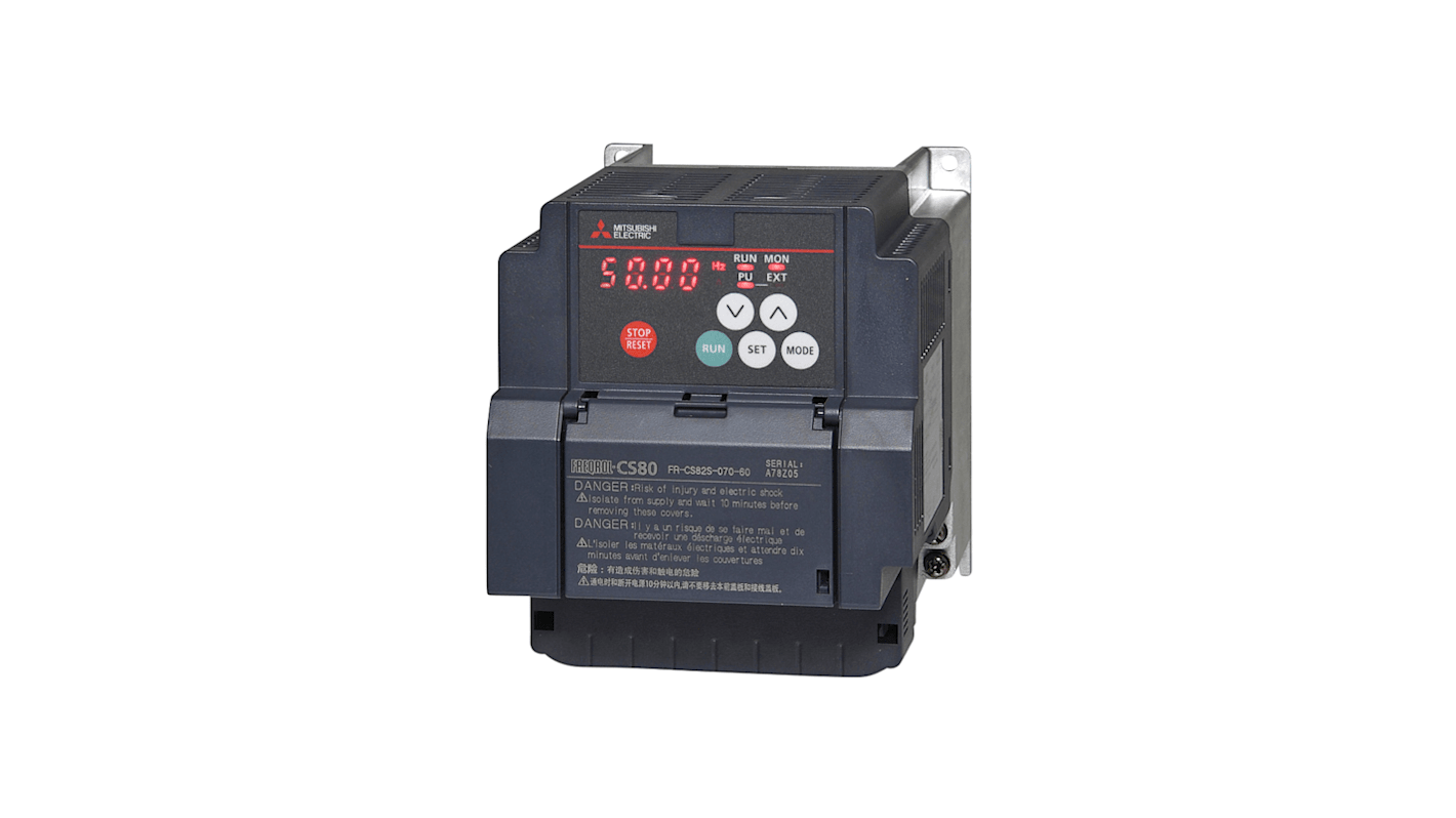 Mitsubishi Inverter Drive, 2.5 kW, 1 Phase, 200 → 240 V ac, 7 A, FR-CS80 Series