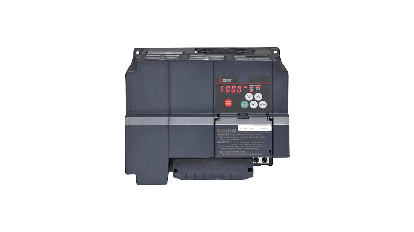 Mitsubishi Electric Inverter Drive, 5.5 kW, 3 Phase, 380 → 480 V ac, 12 A, FR-CS80 Series