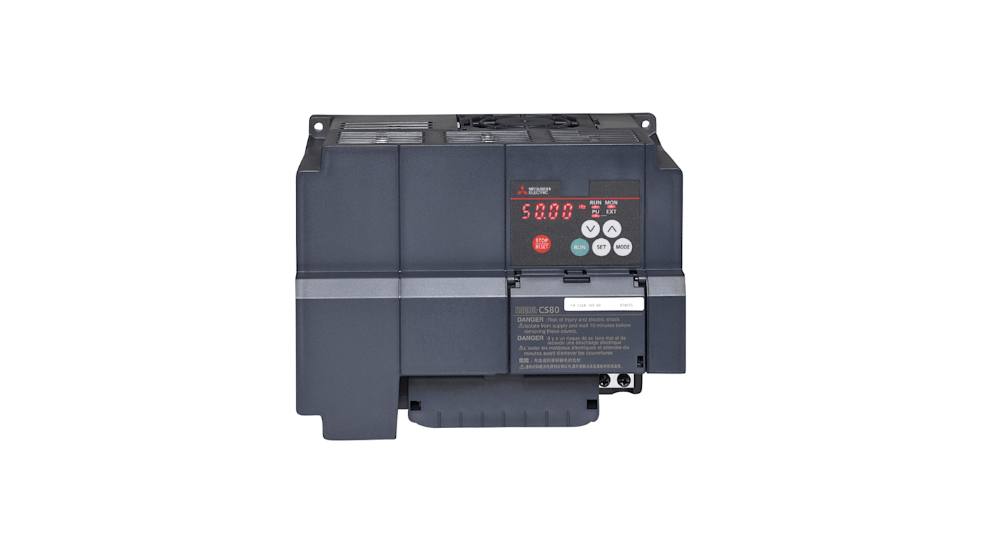 Mitsubishi Electric Inverter Drive, 7.5 kW, 3 Phase, 380 → 480 V ac, 16 A, FR-CS80 Series