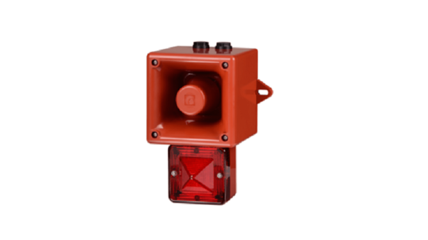 Sygnalizator akustyczny z lampą sygnalizacyjną 230 V Czerwony V AC IP66 Montaż ścienny 113dB