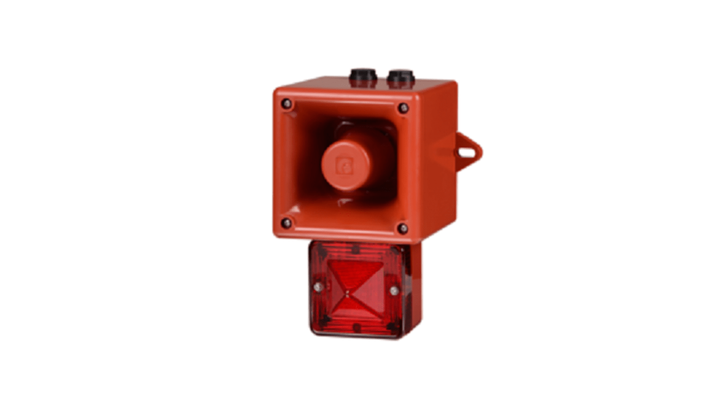 Segnalatore acustico e luminoso e2s serie AL105NX, Rosso, 24 V, 113dB a 1 m, IP66