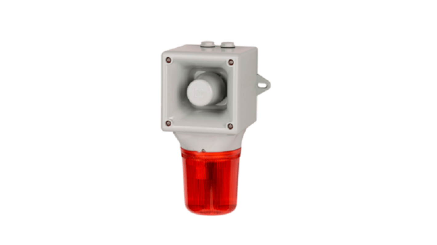 e2s AB105LDA Series Amber, Blue, Clear, Green, Red, Yellow LED Beacon, 230 V, IP65, Wall Mount, 113dB at 1 Metre