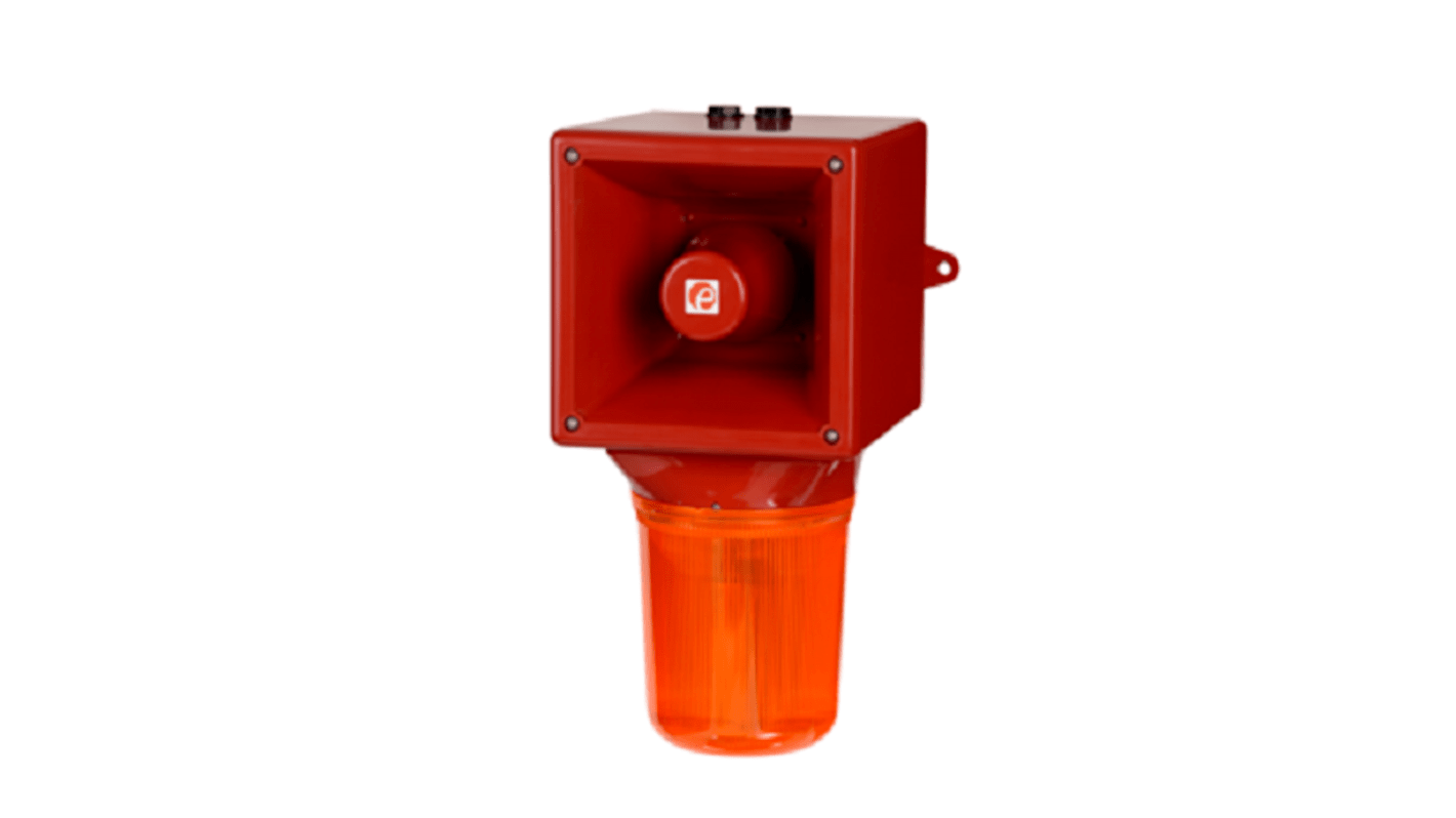 e2s AB121STR Series Amber, Blue, Clear, Green, Red, Yellow Sounder Beacon, 115 V, IP65, Wall Mount, 126dB at 1 Metre