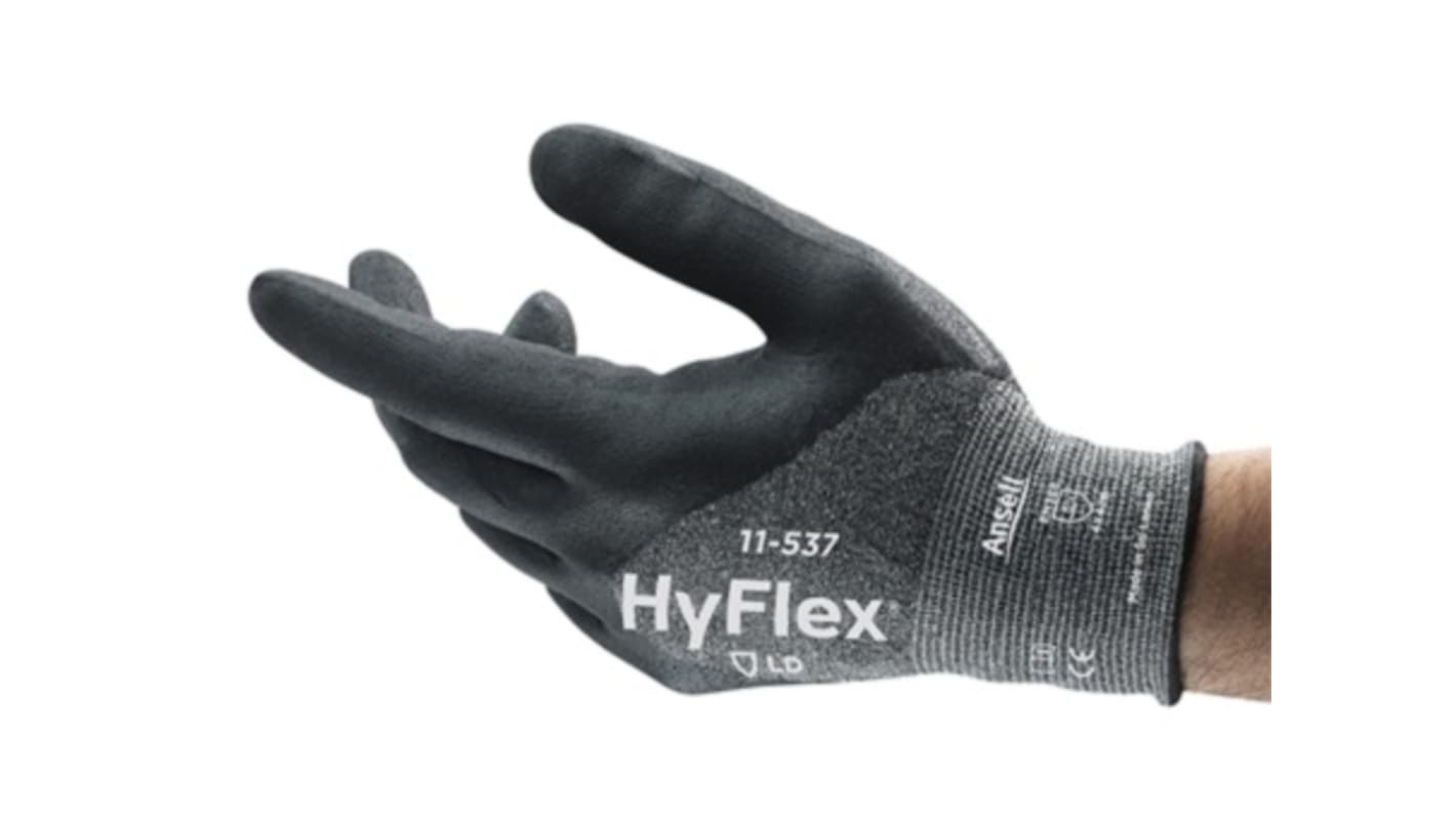 Ansell Grey Nylon Cut Resistant Cut Resistant Gloves, Size 8, Medium, Nitrile Foam Coating