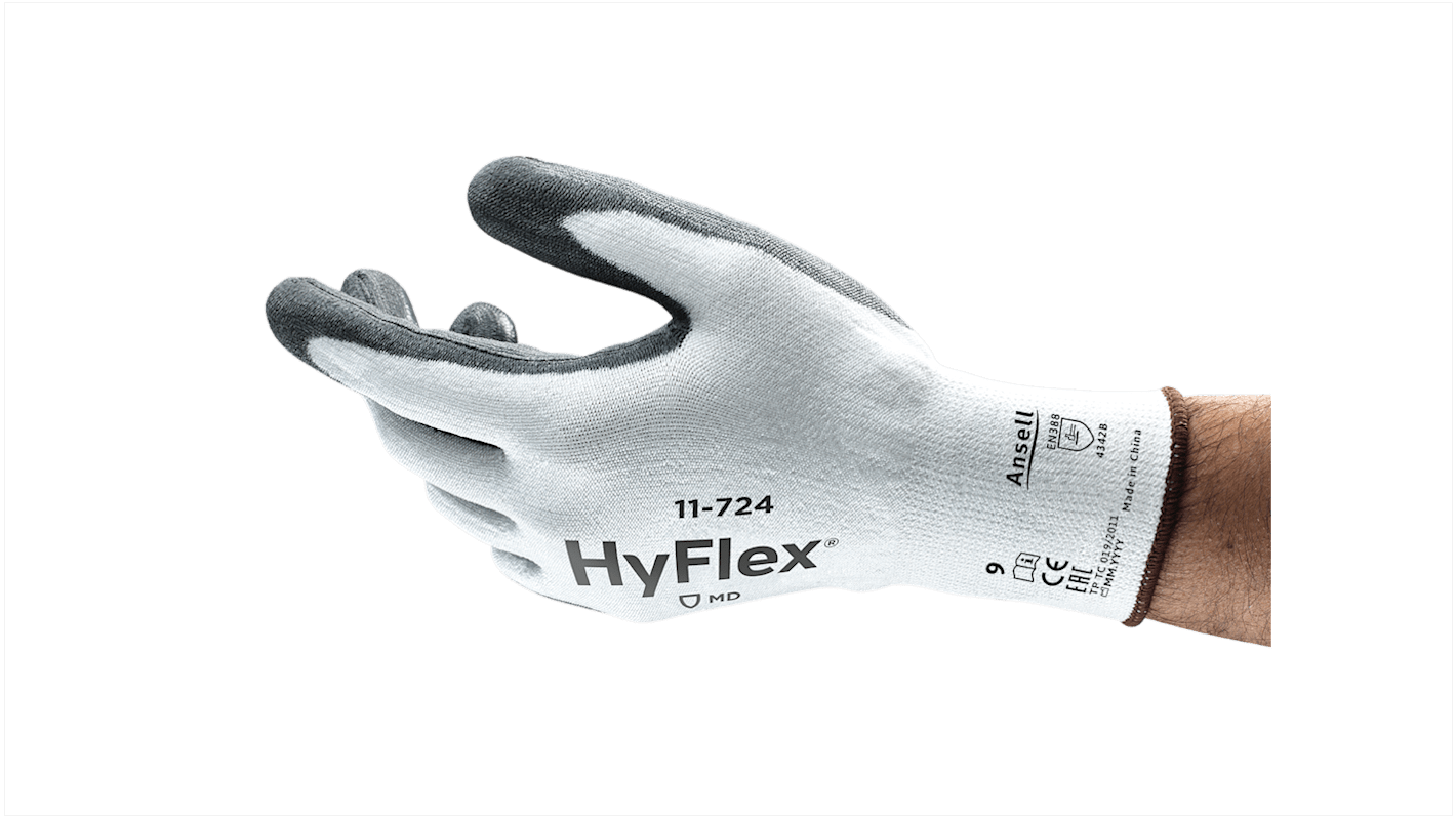 11724100 Ansell White Spandex Abrasion Resistant Work Gloves, Size 10