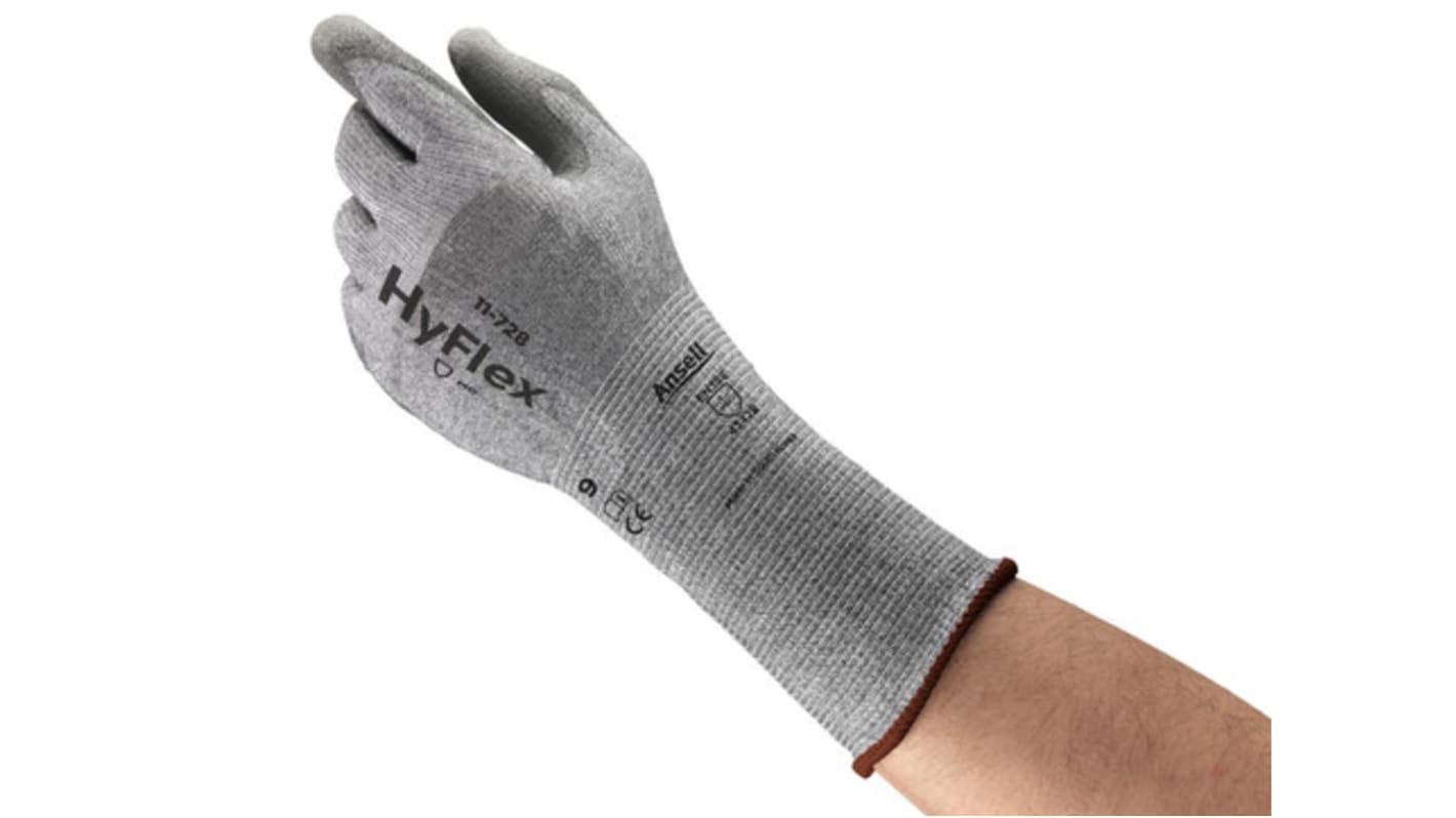 Guantes resistentes a cortes de Nylon Gris Ansell, talla 6, con recubrimiento de Poliuretano