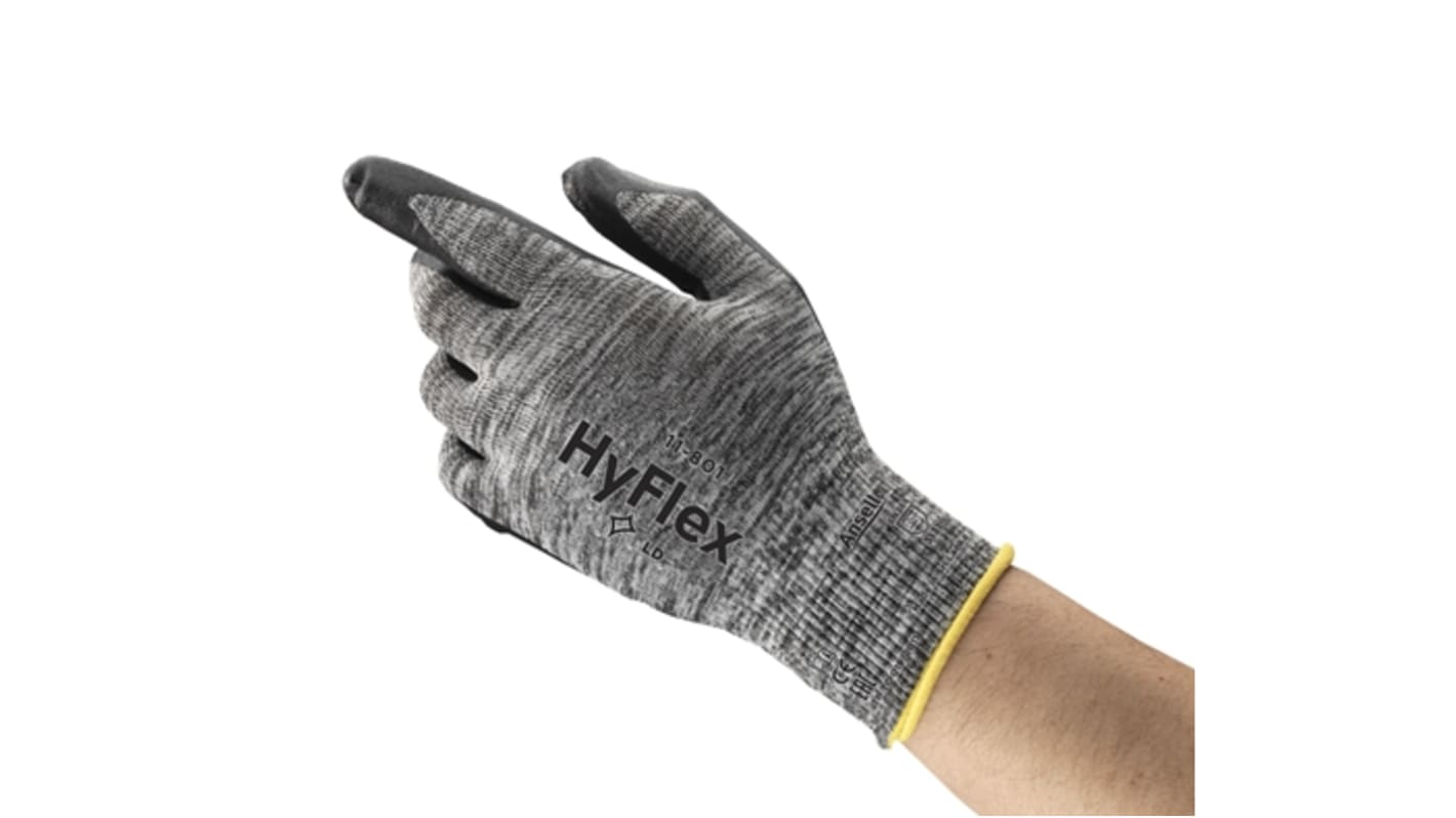 Ansell Grey Nylon Extra Grip Work Gloves, Size 8, Nitrile Foam Coating