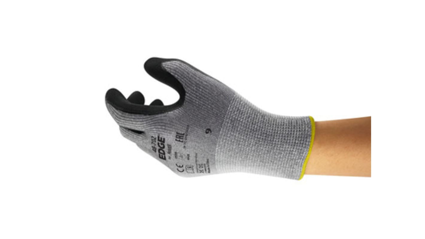 Ansell Grey Nylon Cut Resistant Work Gloves, Size 6, XS, Nitrile Foam Coating