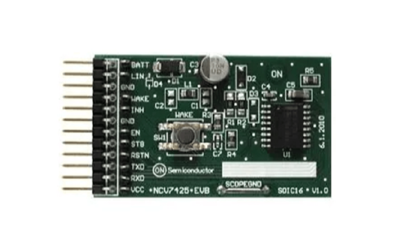 Scheda di valutazione onsemi LIN Transceiver with Voltage Regulator and Reset Pin Evaluation Board per Settore