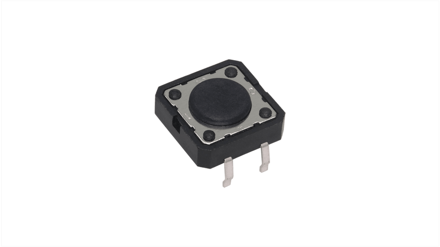 Black Button Tactile Switch, SPST 0.6 VA Through Hole