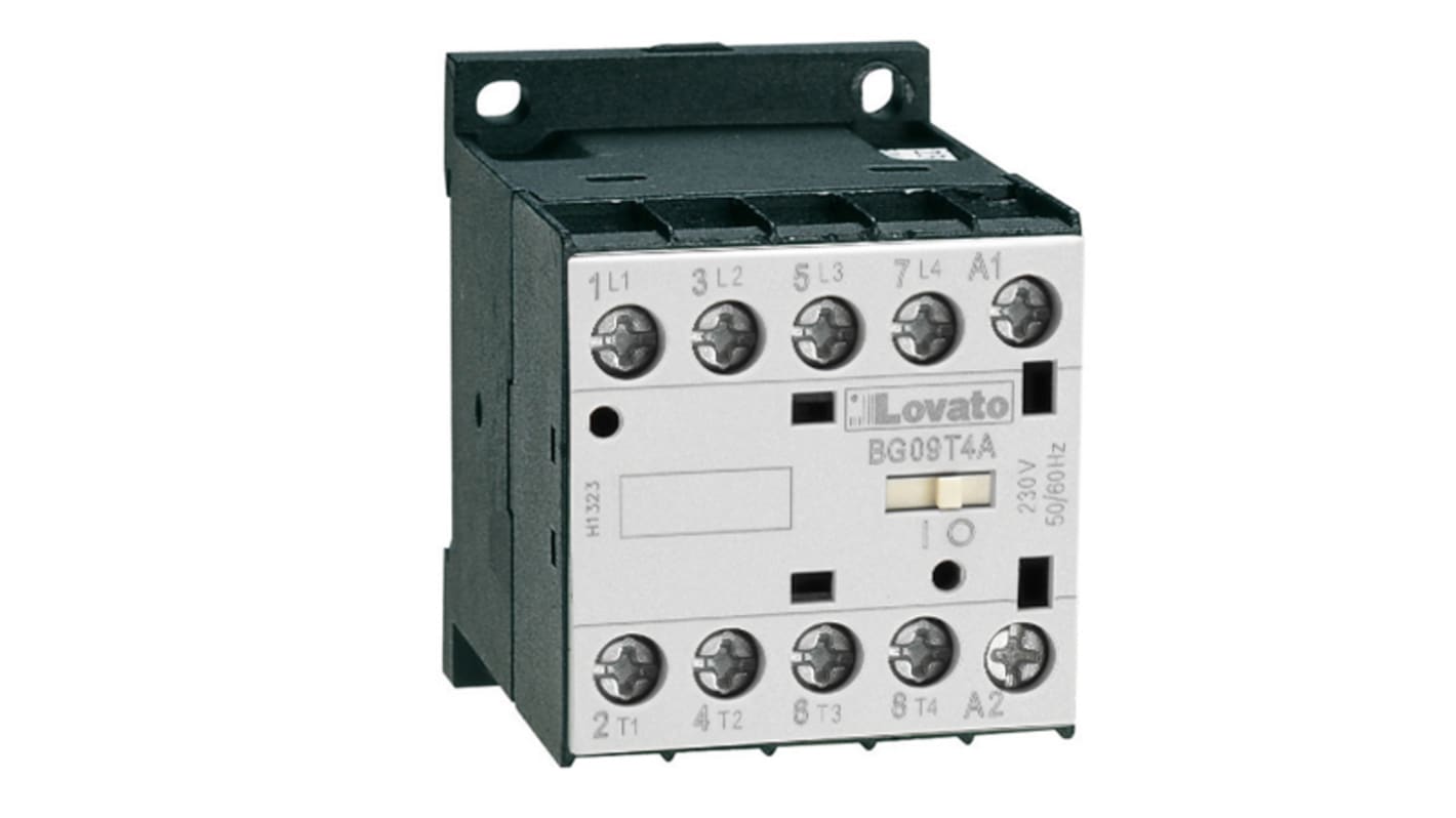 Lovato BG Series Contactor, 400 VAC Coil, 4-Pole, 20 A, 22 kW, 4NO