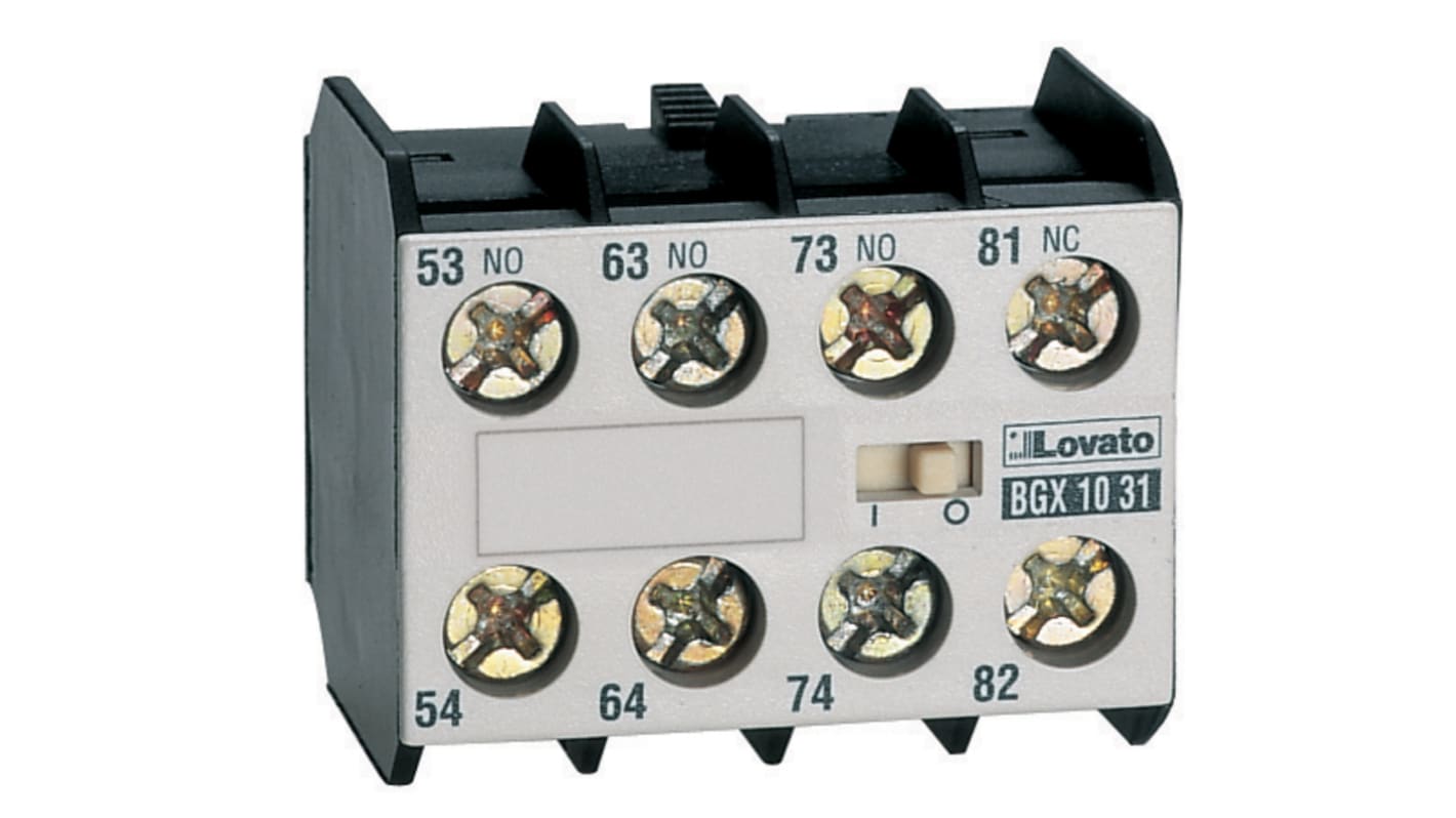 Lovato BGX10 Hilfskontakt 4-polig BG, 1 NO (Schließer) + 3 NC (Öffner) Frontmontage 10 A