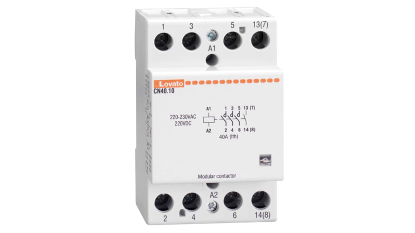 Lovato CN CN40 Leistungsschütz / 230 V AC Spule, 4 -polig 3 NO (Schließer) + 1 NC (Öffner) / 40 A