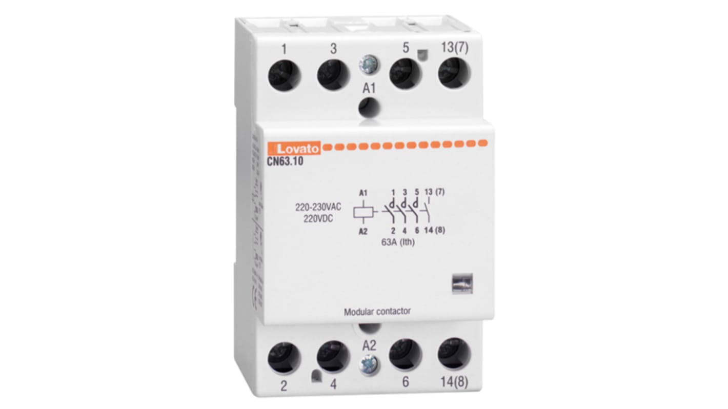 Lovato CN CN63 Leistungsschütz / 230 V AC Spule, 4 -polig 3 NO (Schließer) + 1 NC (Öffner) / 63 A