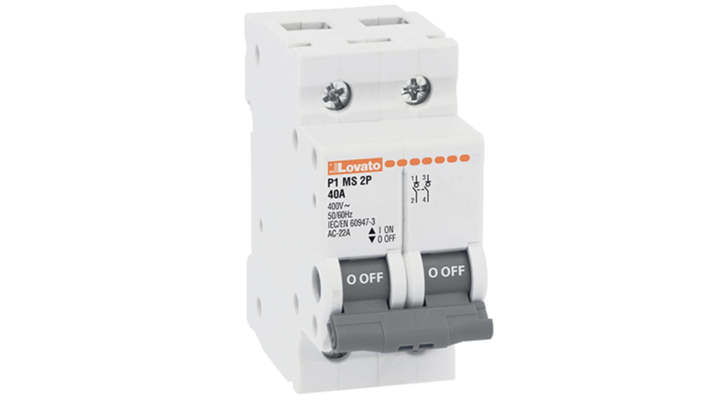 Lovato 2P Pole DIN Rail Switch Disconnector - 40A Maximum Current