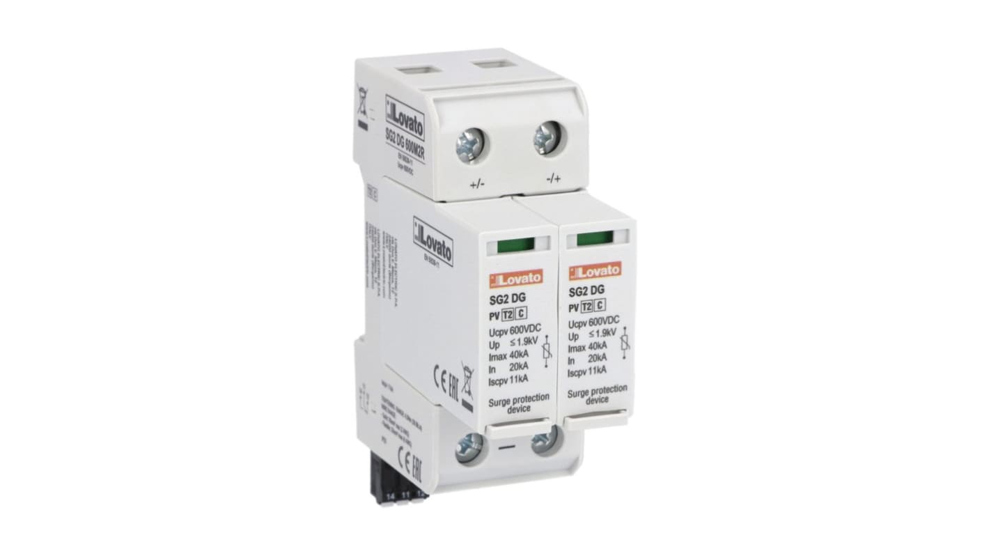 Lovato Single Phase Surge Protector, 40kA, DIN Rail Mount