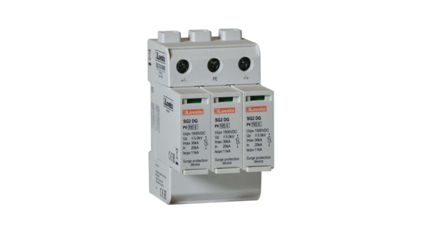 SG2DGK50M3 Lovato Single Phase Surge Protector, 30kA, DIN Rail Mount RS